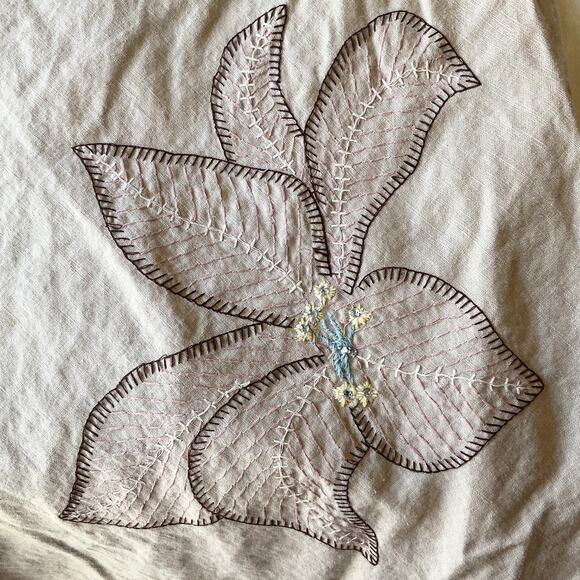 Gadzooks Women Dress M Beige Linen Floral Embroidery Halter A-Line Knee Length - Picture 9 of 11